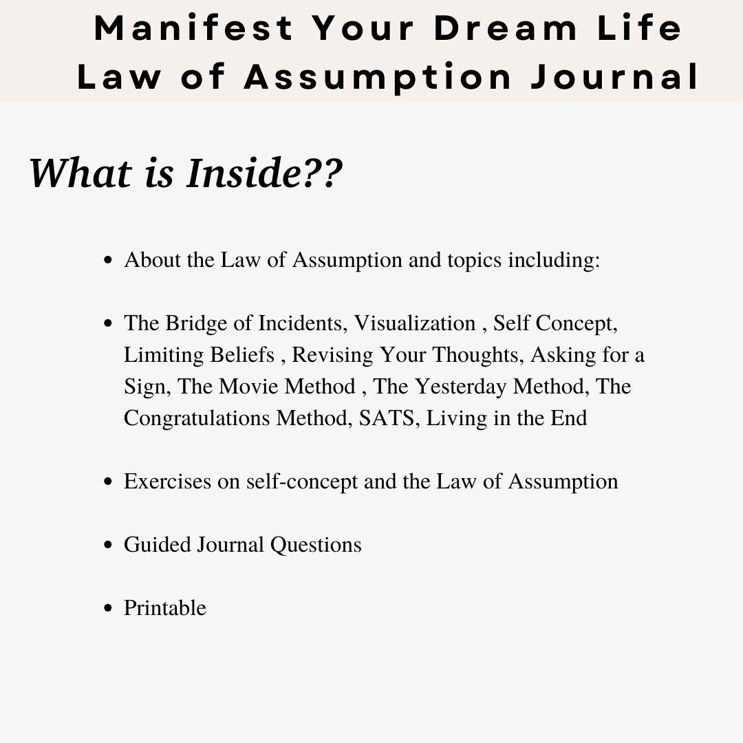 Self-Concept Journal and Workbook for the Law of Assumption